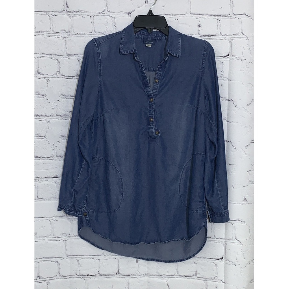 J. Jill Denim Shirt Women's X-Small Top Blue Chambray 100% Lyocell Pullover